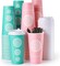 20 oz 100 Pack Paper Coffee Cups with Lids and Stirrers in Pink and Green. Great for Coffee, Juice, Tea, Home Use, Store and Cafe